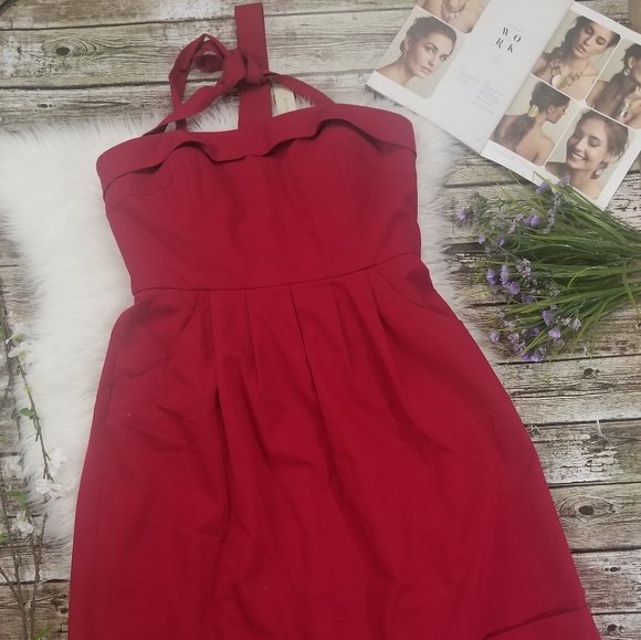 Anthropologie Red Halter Dress - Picture 2 of 4